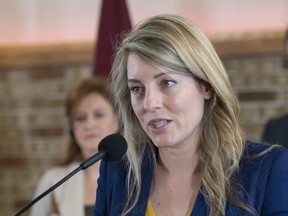 Foreign Affairs Minister Melanie Joly speaks at a news conference as she meets with her counterparts from the Baltic region on Thursday, June 2, 2022, in Quebec City.