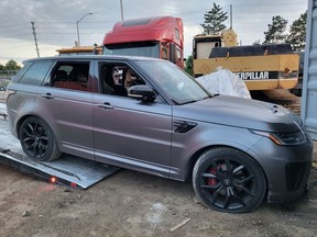 One of three three high-end vehicles OPP officers recovered in Bolton on June 20, 2022, from a shipping container slated to be shipped overseas.