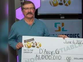 D’arcy Glover, of Dalmeny, Sask., won $1 million Western Max prize draw on May 27 -- nearly four years after winning a $1 million Maxmillions prize on a Lotto Max draw.