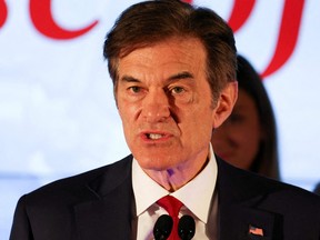 Pennsylvania Republican U.S. Senate candidate Dr. Mehmet Oz speaks at his primary election night watch party in Newtown, Pa., May 17, 2022.