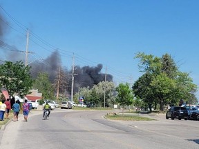 Smoke from an industrial fire in Rexdale can be seen in this Twitter photo.