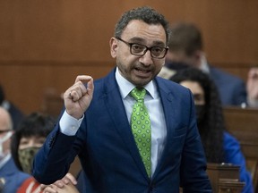 Minister of Transport Omar Alghabra rises during Question Period, Monday, May 2, 2022 in Ottawa.