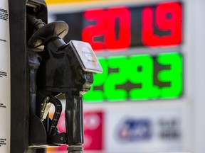 The price of gas is seen in Toronto, May 14, 2022.