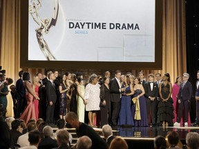 The cast and crew of "General Hospital" accept the award for Outstanding Drama Series onstage during the 49th Daytime Emmy Awards at Pasadena Convention Center on June 24, 2022 in Pasadena, Calif.