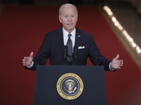 U.S. President Joe Biden delivers remarks on the recent mass shootings from the White House on June 2, 2022 in Washington, DC.