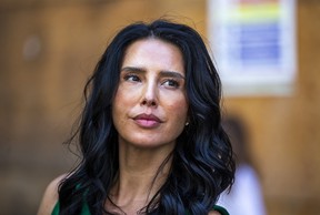 Michele Kelman, whose friend Andrea Bradden, 33, was killed in Toronto van attack, talks to media after giving a victim impact statement during the sentencing hearing for mass murderer Alek Minassian in Toronto on Monday, June 13, 2022. ERNEST DOROSZUK/TORONTO SUN