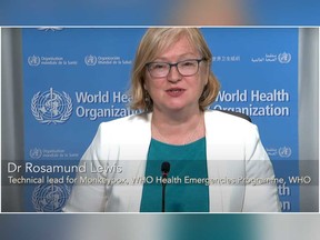 Dr. Rosamund Lewis is pictured in a screen grab of a recent World Health Organization video.