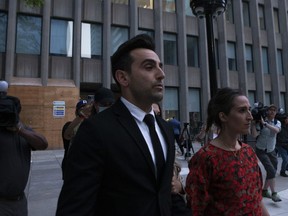 Jacob Hoggard leaves court after being found guilty of one count of sexual assault, in Toronto, Sunday, June 5, 2022.