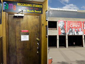 LEFT: Fame Studios in Muscle Shoals, Ala. RIGHT: The Grand Ole Opry in Nashville. (Andrew Woodley/Universal Images Group/Getty Images; Mark Humphrey/AP)
