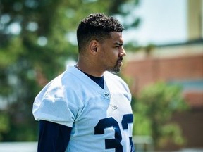 Running back Andrew Harris at Argonauts training camp in Guelph, May 2022. Argonauts.ca photo