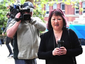 Carol Todd arrives at B.C. Supreme Court in New Westminster on Monday, June 6, 2022. Aydin Coban pleaded not guilty to five criminal charges related to Carol Todd’s daughter, Amanda, who died by suicide in October 2012.