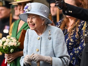 Queen Elizabeth II during the traditional Ceremony of the Keys at Holyroodhouse on June 27, 2022 in Edinburgh, Scotland.