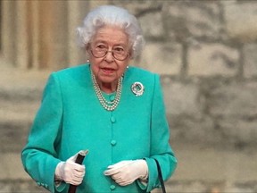 Queen Elizabeth II attends the lighting of the Principal Beacon 2022 - Getty