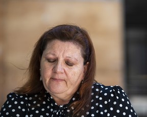 Sharlene Mackay, a civilian first responder of the Toronto van attack, addresses media after giving a victim impact statement during the sentencing hearing for mass murderer Alek Minassian in Toronto on Monday, June 13, 2022. ERNEST DOROSZUK/TORONTO SUN