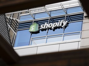 Shopify Inc. headquarters signage is seen in Ottawa, Tuesday, May 3, 2022.