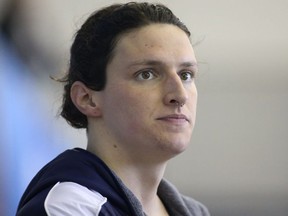 Penn Quakers swimmer Lia Thomas on the pool deck at the NCAA Swimming & Diving Championships at Georgia Tech.