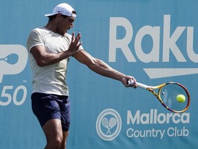 Spain's Rafael Nadal trains at Rafa Nadal Academy in Manacor, on the island of Mallorca, Spain, June 17, 2022.