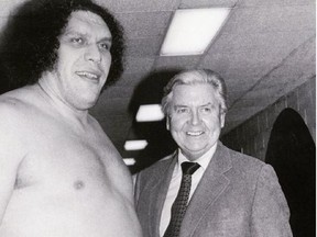 Andre the Giant (L) and Vince McMahon Sr.