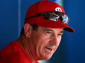 Manager Rob Thomson of the Philadelphia Phillies speaks to the media prior to a game against the Toronto Blue Jays at Rogers Centre on July 12, 2022 in Toronto, Ontario, Canada.