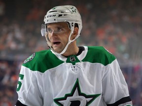 Andrej Sekera of the Dallas Stars looks on against the Philadelphia Flyers in the second period at the Wells Fargo Center on October 19, 2019 in Philadelphia, Pennsylvania.