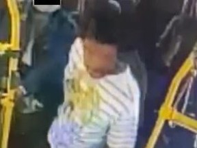 An image released by Toronto Police of a suspect in the alleged sexual assault of a teen girl at a bus stop on June 28, 2022 in the Markham Road and Lawrence Avenue East area.
