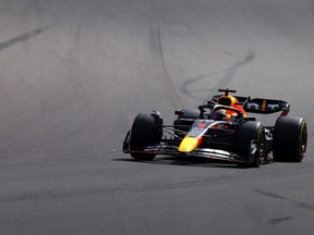 Max Verstappen of the Netherlands driving the Oracle Red Bull Racing RB18 on track during the F1 Grand Prix of Great Britain at Silverstone on July 03, 2022 in Northampton, England.