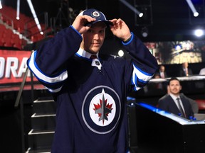 Danil Zhilkin is selected by the Winnipeg Jets during Round 3 of the 2022  NHL draft at the Bell Centre on July 08, 2022 in Montreal.