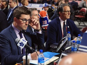 Maple Leafs GM Kyle Dubas attends the 2022 NHL draft at the Bell Centre on July 08, 2022 in Montreal, Quebec.