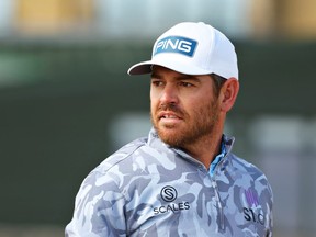 Louis Oosthuizen of South Africa looks on from the 2nd during a practice round prior to The 150th Open at St Andrews Old Course on July 12, 2022 in St Andrews, Scotland.