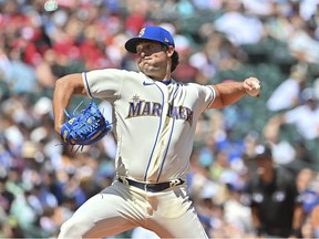 Robbie Ray of the Seattle Mariners throws a pitch during the second inning against the Houston Astros at T-Mobile Park on July 24, 2022 in Seattle, Washington.