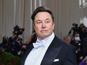 Elon Musk arrives for the 2022 Met Gala at the Metropolitan Museum of Art in New York. May 2, 2022.