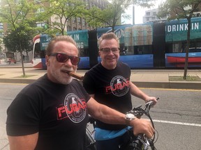 Arnold Schwarzenegger and Tom Arnold seen in Toronto.