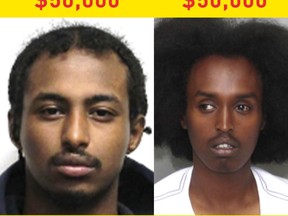 Mohamed Hassan, 22, and Jabreel Elmi, 28, are wanted for separate 2021 murders in Toronto.