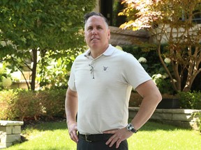 Blake Acton, who has thrown his hat in the mayor's race in Toronto, is seen outside his home on Friday, July 22, 2022.