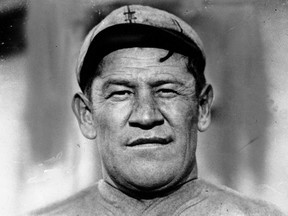 This is an undated photo of Jim Thorpe in a baseball uniform. Jim Thorpe has been reinstated as the sole winner of the 1912 Olympic pentathlon and decathlon â€” nearly 110 years after being stripped of those gold medals for violations of strict amateurism rules of the time. The International Olympic Committee confirmed that an announcement was planned later Friday, July 15, 2022.