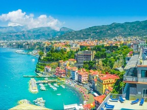 Aerial view of  Sorrento city, amalfi coast, Italy