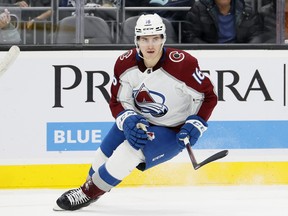 Nicolas Aube-Kubel of the Colorado Avalanche skates against the Seattle Kraken during the third period at Climate Pledge Arena on November 19, 2021 in Seattle, Washington.