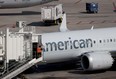 An American Airlines plane parked at its gate in the Miami International Airport on Dec. 10, 2021 in Miami, Florida.