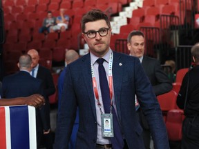 MONTREAL, QUEBEC - JULY 08: Kyle Dubas of the Toronto Maple Leafs attends the 2022 NHL Draft at the Bell Centre on July 08, 2022 in Montreal, Quebec, Canada. (Photo by Bruce Bennett/Getty Images)