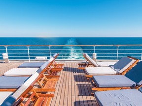 Deckchairs on a cruise ship.