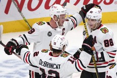 After the Blackhawks dealt Alex DeBrincat to Ottawa for a package of draft picks, it’s pretty clear that team is likely to tank this year. But don’t expect stars Jonathan Toews (top left) and Patrick Kane to stick around for that.