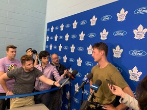 Maple Leafs goaltending product Dennis Hildeby stands just under 6-foot-6 in height.