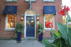 The facade of the 124 on Queen Hotel & Spa blends seamlessly with the streetscape of Niagara-on-the-Lake's Old Town streetscape.