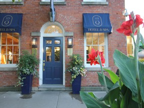 The facade of the 124 on Queen Hotel & Spa blends seamlessly with the streetscape of Niagara-on-the-Lake's Old Town streetscape.