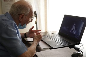 Giuseppe Paterno, Italy’s oldest student, takes his final exam online, for his undergraduate degree that he has been studying for in history and philosophy at the University of Palermo, using a laptop at his home, due to social distancing measures implemented during the COVID-19 outbreak, in Palermo, Italy, June 23, 2020.