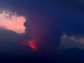 A remote camera image show shows an eruption of Sakurajima in Tarumizu, western Japan, July 24, 2022.