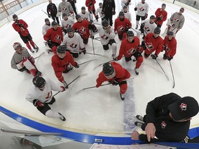 Dennis Williams during a Team Canada world junior practice in Banff. December 2021. Matthew Murnaghan/Hockey Canada