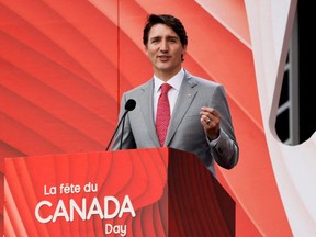 Prime Minister Justin Trudeau speaks at the Canada Day ceremony in Ottawa, Friday, July 1, 2022.