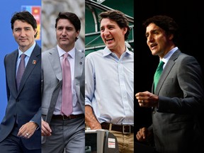 Photo collage of Canadian Prime Minister Justin Trudeau. From left: Getty, Getty, Canadian Press and Canadian Press.