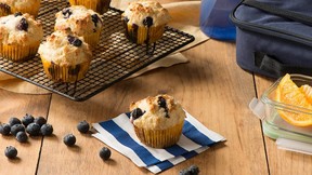 Lemon Blueberry Cottage Cheese Muffins. (eggs.ca)